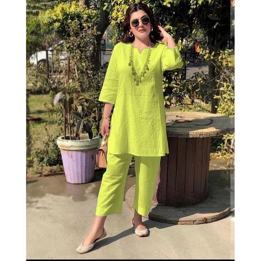 【Директно от фабрика】Дамски ежедневен костюм от памук и лен в етнически стил