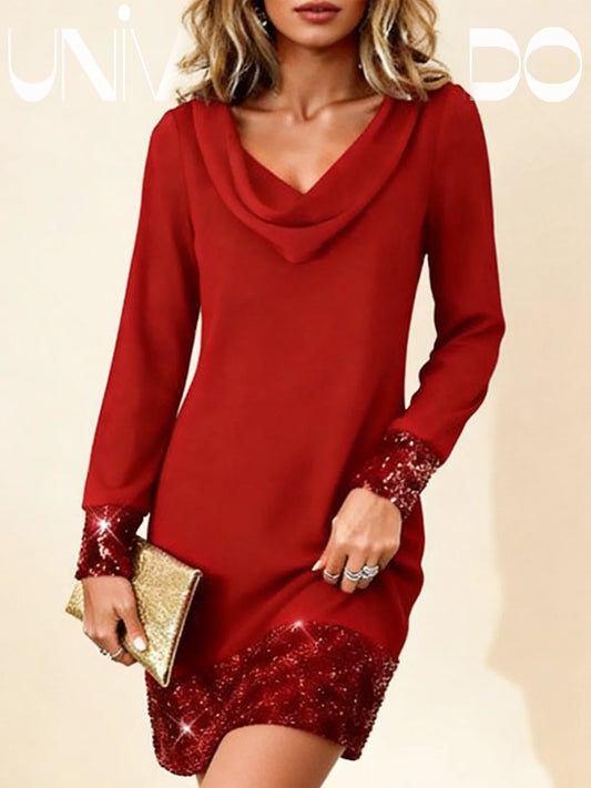 Рокля с Вълнообразна Яка, Кристали и Мрежести Инкрустации