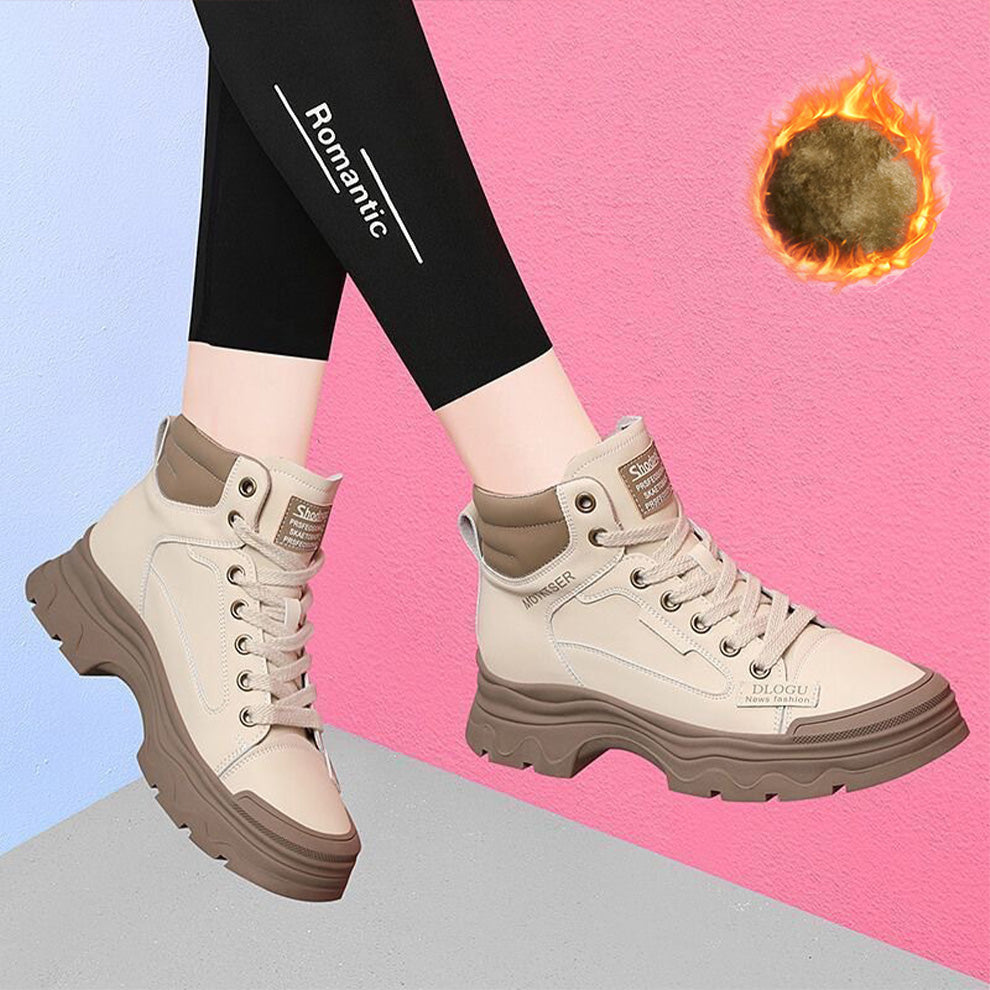 👟 Нови есенни зимни спортни мартински ботуши с висока китка от мека кожа - универсални за всеки стил！