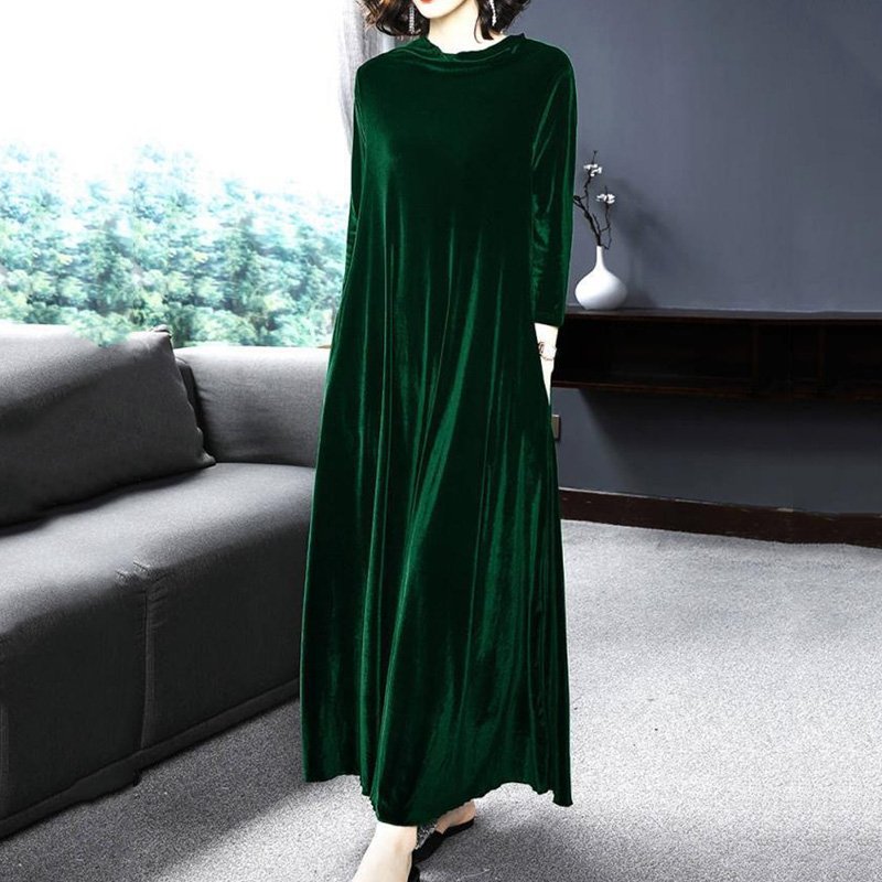 50% ОТСТЪПКА 【M-4XL】Елегантна златна кадифена рокля, излъчваща елегантен чар отвътре навън!