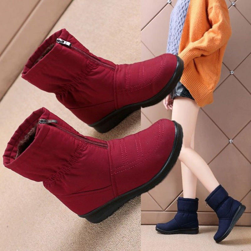 Дамски зимни кадифени снежни ботуши, топли, водоустойчиви и противоплъзгащи.