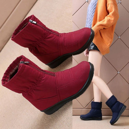 Дамски зимни кадифени снежни ботуши, топли, водоустойчиви и противоплъзгащи.