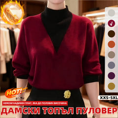 🔥Ново за есен зима⛄Дамско топло топ 2в1 с половин яка и качествена гънка👍