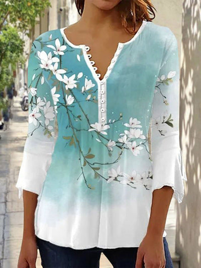 ✨🔥【S-5XL】Нов дамски топ с дълъг ръкав и щампа от 2025 г., удобен и стилен