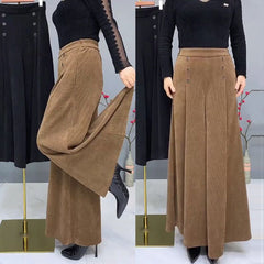 🤩【XL-4XL】Плътни и топли вълнени кюлоти😚свободни и еластични панталони с широки крачоли
