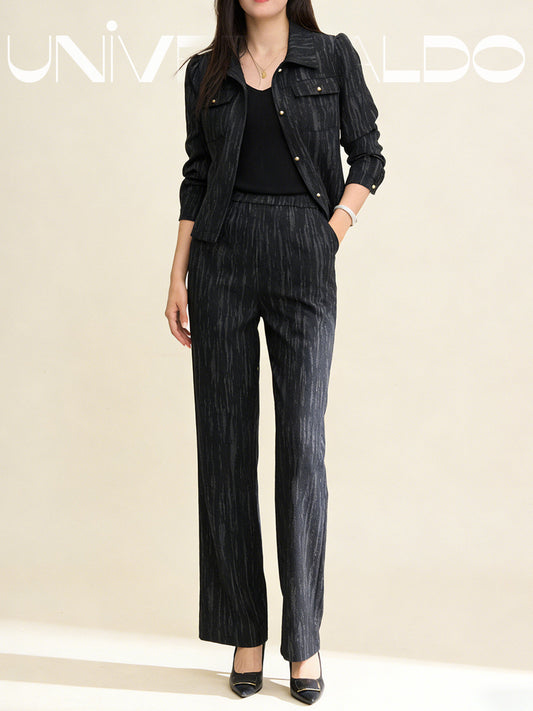 Комплект от 2 части Къс Яке В Стил Шанел и Високи Широки Панталони