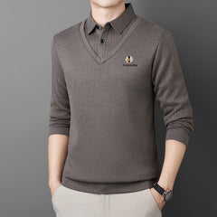 【S-4XL】Мъжко тениско с дълги ръкави и гънка - дизайн „две в едно“