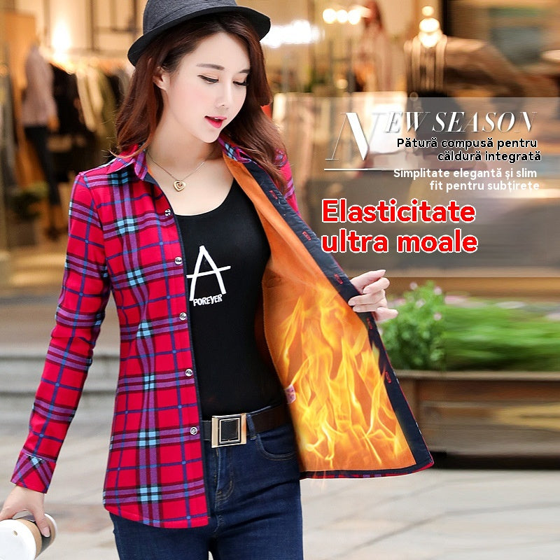 【M-7XL】Дамска зимна фланелена риза с дебела подплата и каре