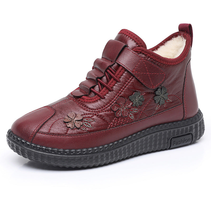 👞Нови дамски зимни памучни обувки, удебелен полар, неплъзгащи се и топли, подходящи за хора на средна и по-възрастна възраст.