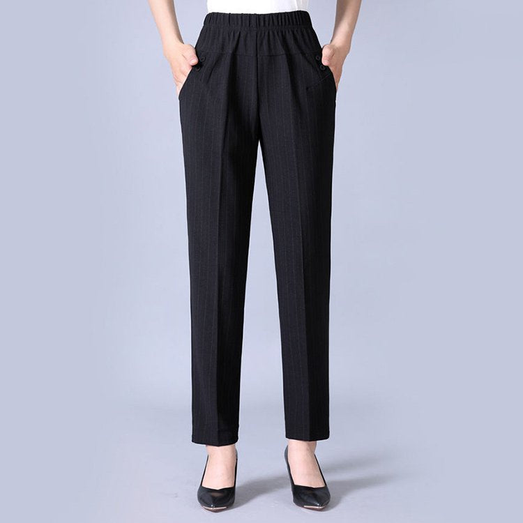 ✅👖【XL-5XL】Големи панталони за жени на средна и по-възрастна възраст, прави панталони, свободна кройка, ежедневни, стройни 【45-87,5 кг】