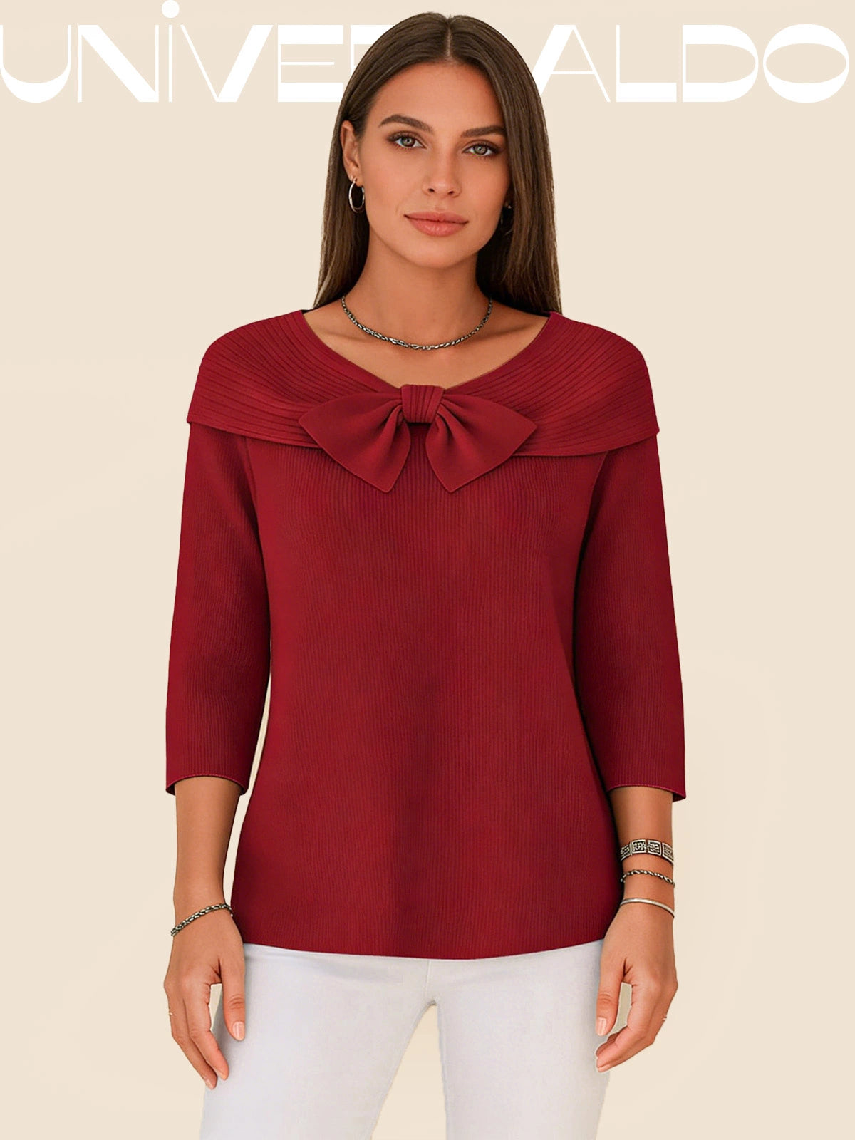 Плетена Блуза с Панделка в Един Цвят