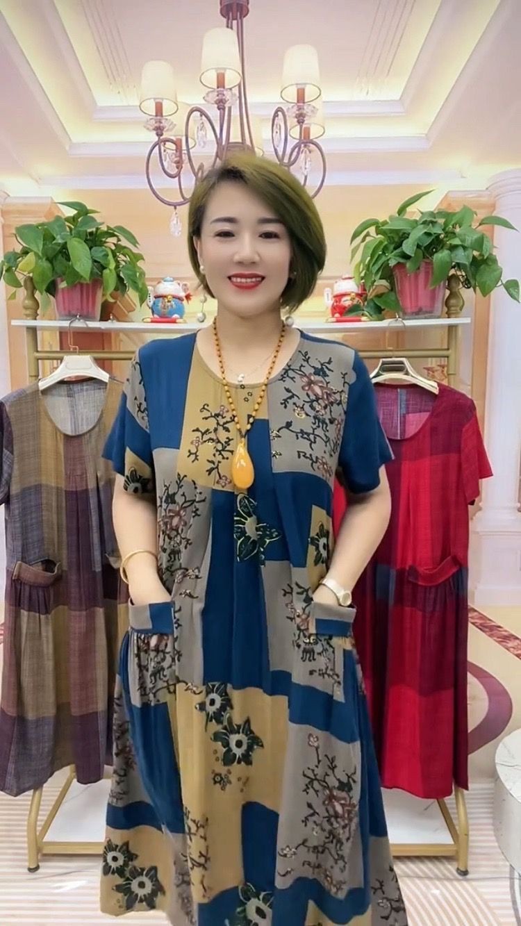 👗❤️【50-100 кг】2025 Карирана пътна рокля, модна ежедневна удобна рокля за майка