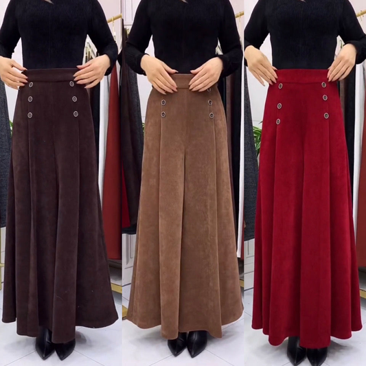 🤩【XL-4XL】Плътни и топли вълнени кюлоти😚свободни и еластични панталони с широки крачоли