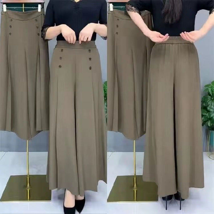 🔥💖【M-5XL】Дамска пола с висока талия и широки крачоли за пролет и лято 2025【45-105kg】