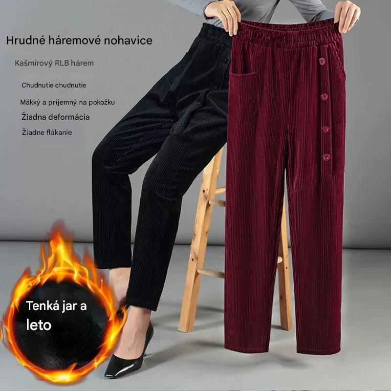 💕【XL-5XL】Дамски кадифени дълги панталони с копчета, нов стил за есен и зима 2025