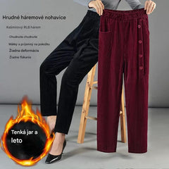 💕【XL-5XL】Дамски кадифени дълги панталони с копчета, нов стил за есен и зима 2025