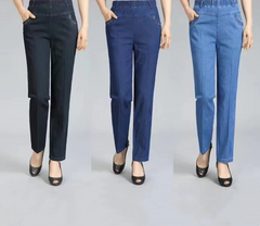 👖【50-90 KG】 Нови дънки с висока талия, еластични и с свободна кройка