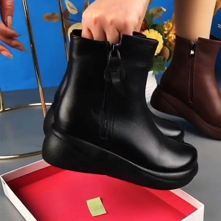 🎁Зимна разпродажба🔥Нови топли ботуши от мека кожа с двоен цип