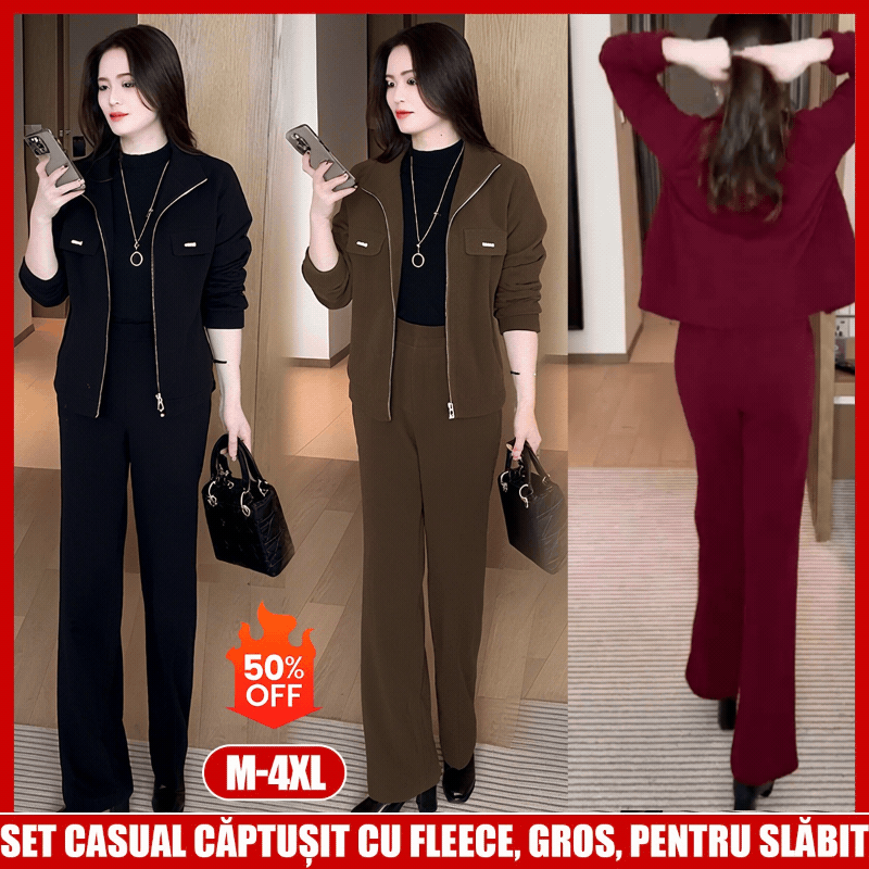 💖🔴💥【M-4XL】Нов дамски костюм от дебел кадифе (топ + панталон) 2025 г.