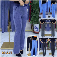 👖【S-4XL】Дамски еластични дънки с висока талия