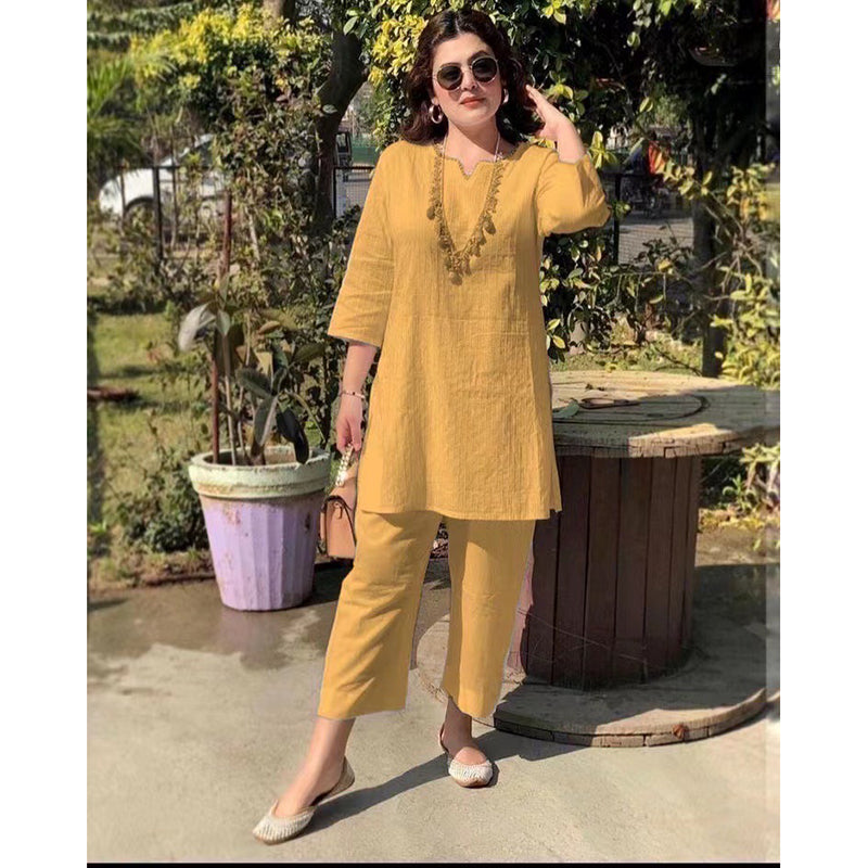 【Директно от фабрика】Дамски ежедневен костюм от памук и лен в етнически стил