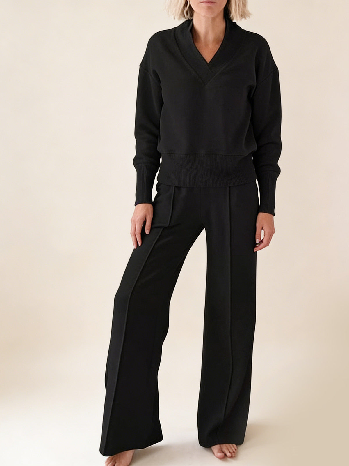 2-Части Комплект: Свободна Блуза и Широки Панталони