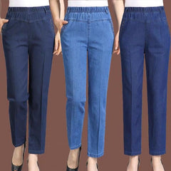 🔥【XL-5XL】👖👖2025 Дамски прави ежедневни еластични дънки (50-90 кг)