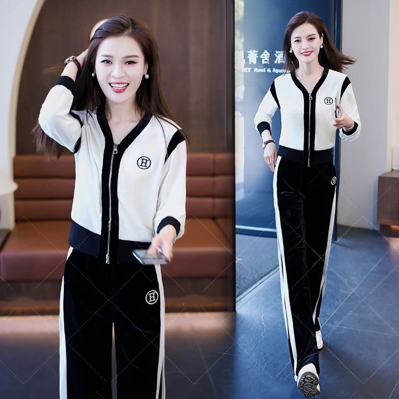 🔥Нов златен кадифен ежедневен спортен костюм