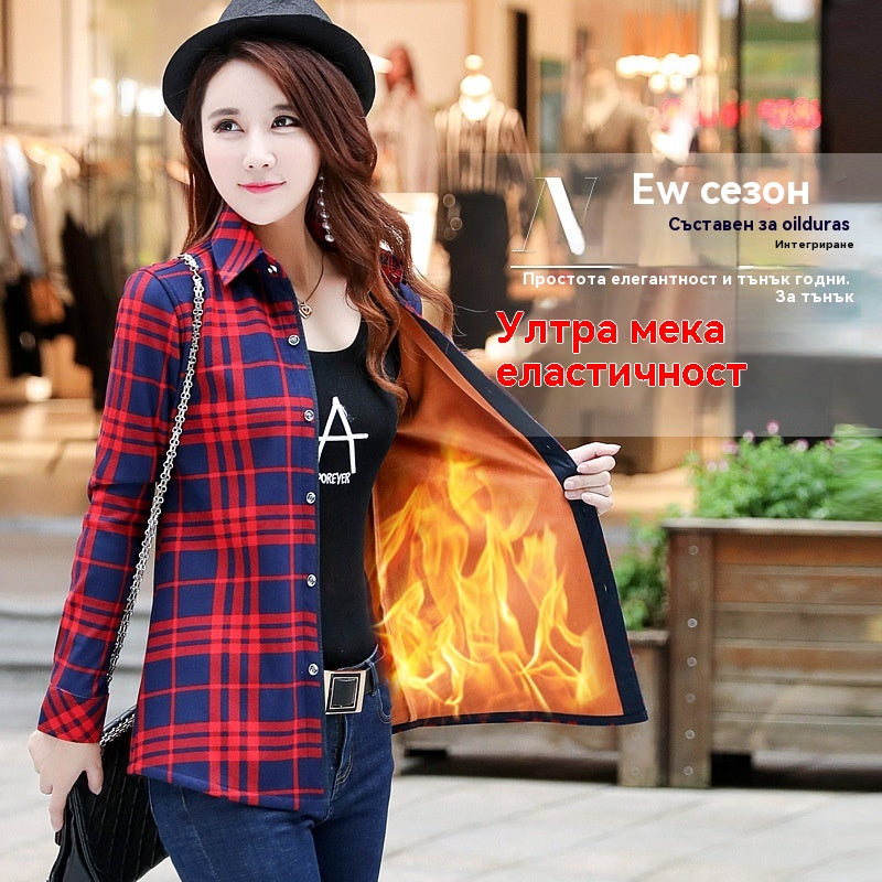 【M-7XL】Дамска зимна фланелена риза с дебела подплата и каре