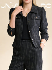 Комплект от 2 части Къс Яке В Стил Шанел и Високи Широки Панталони