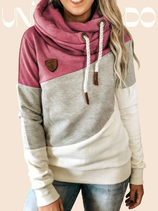 Суитшърт с Качулка и Комбинирани Материали в Свободен Крой