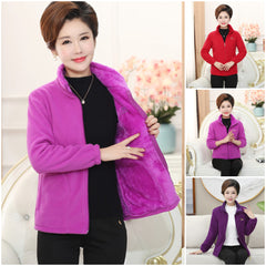 Ново дамско яке от дебел полар в едноцветен цвят