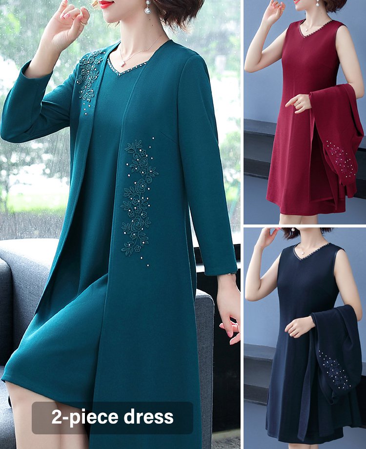 [Рокля + жилетка] Нова есенно-зимна рокля, есенно-зимен костюм от две части