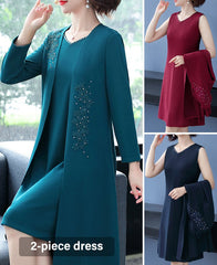 [Рокля + жилетка] Нова есенно-зимна рокля, есенно-зимен костюм от две части