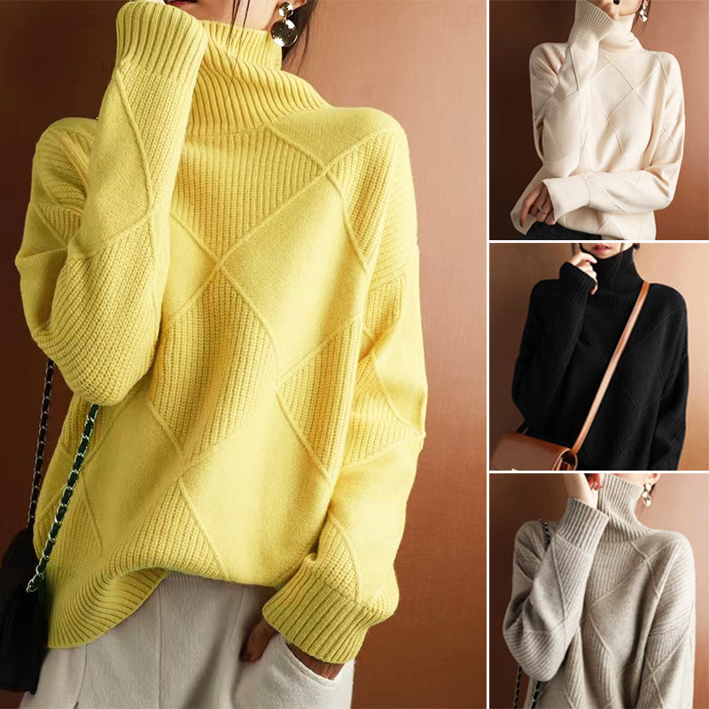 🔥【горещи продажби！】Есен/Зима Нови постъпления: Елегантен дамски пуловер с висока яка от кашмир