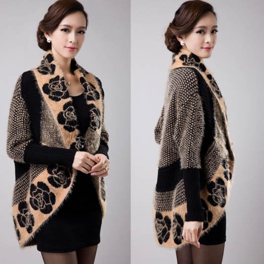 Есенна/зимна мода Нови постъпления Плетен пуловер с дебели нишки Кардиган с крилати ръкави