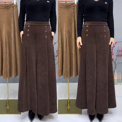 🤩【XL-4XL】Плътни и топли вълнени кюлоти😚свободни и еластични панталони с широки крачоли