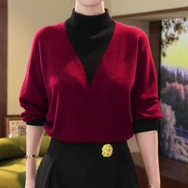 🔥Ново за есен зима⛄Дамско топло топ 2в1 с половин яка и качествена гънка👍