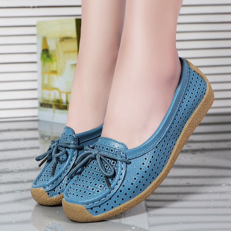 ✨🥿Нови дамски обувки с мека подметка, плоски и универсални, от естествена кожа