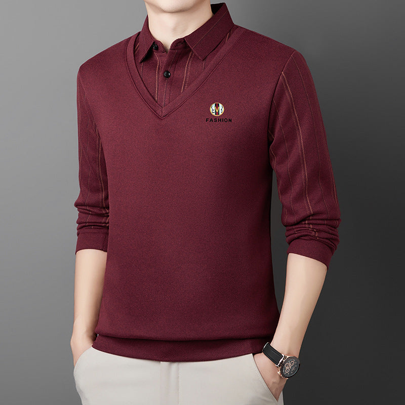 【S-4XL】Мъжко тениско с дълги ръкави и гънка - дизайн „две в едно“