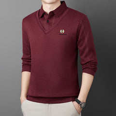 【S-4XL】Мъжко тениско с дълги ръкави и гънка - дизайн „две в едно“