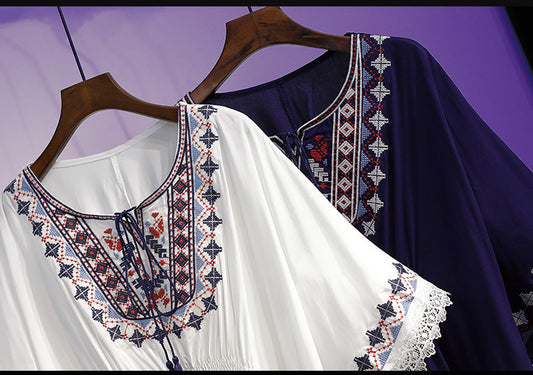 【горещи продажби】[S~5XL] Дамски горнища с бродирани големи размери Нови летни горнища