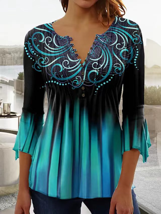 Нов дамски топ с дълъг ръкав и щампа от 2026 г., удобен и стилен