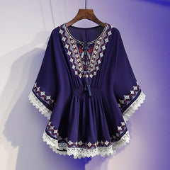 【горещи продажби】[S~5XL] Дамски горнища с бродирани големи размери Нови летни горнища