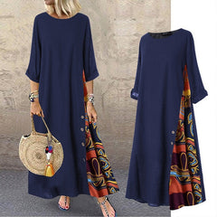 🌾💕[M-5XL] Нова винтидж ленена рокля със среден ръкав, мека и удобна