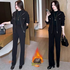 💖🔴💥【M-4XL】Нов дамски костюм от дебел кадифе (топ + панталон) 2025 г.