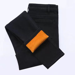👖🏆【50% ОТСТЪПКА】【40-75kg】Дамски дебели плюшени разтегателни зимни дънки с висока талия
