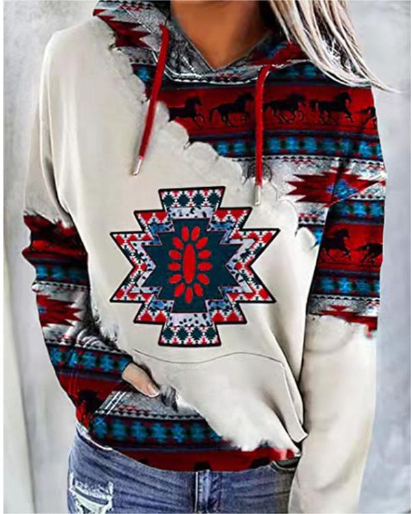 【горещи продажби】[S-5XL] Нов есенно/зимен дамски суитшърт с етнически принт, модерен и стилен.