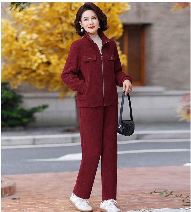 🔴💥【M-4XL】Дамски ежедневен кадифен костюм с удебелени елементи (сако + панталон)