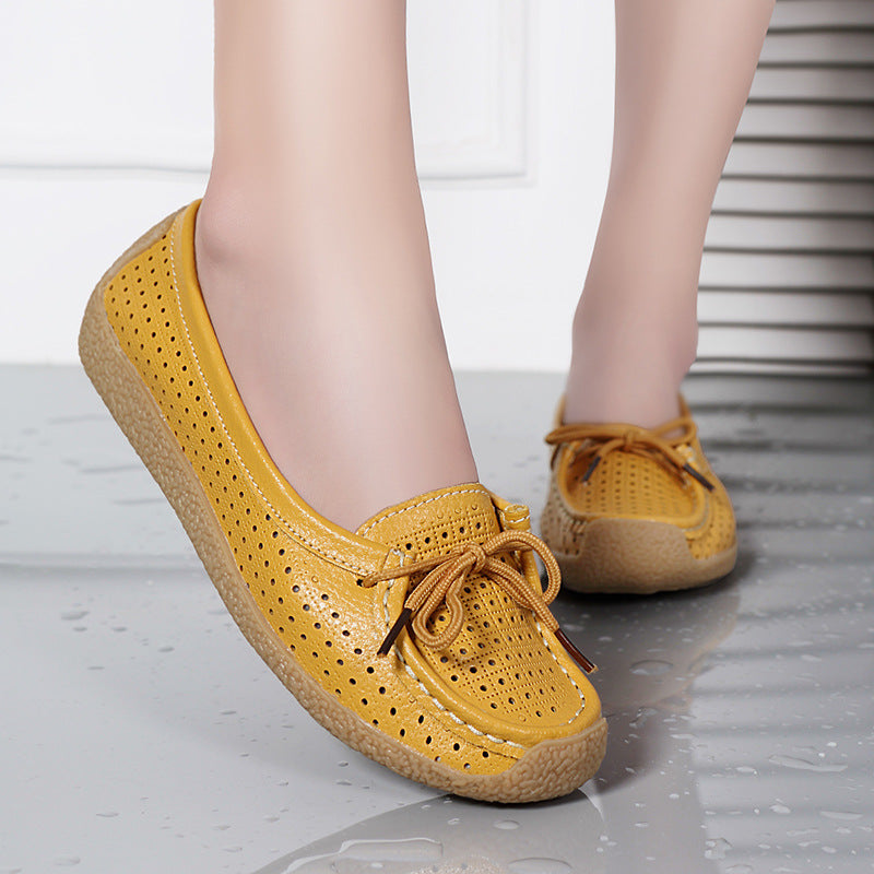 ✨🥿Нови дамски обувки с мека подметка, плоски и универсални, от естествена кожа